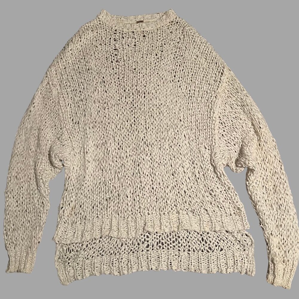 Free People Cream Open Knit Sweater M/L
